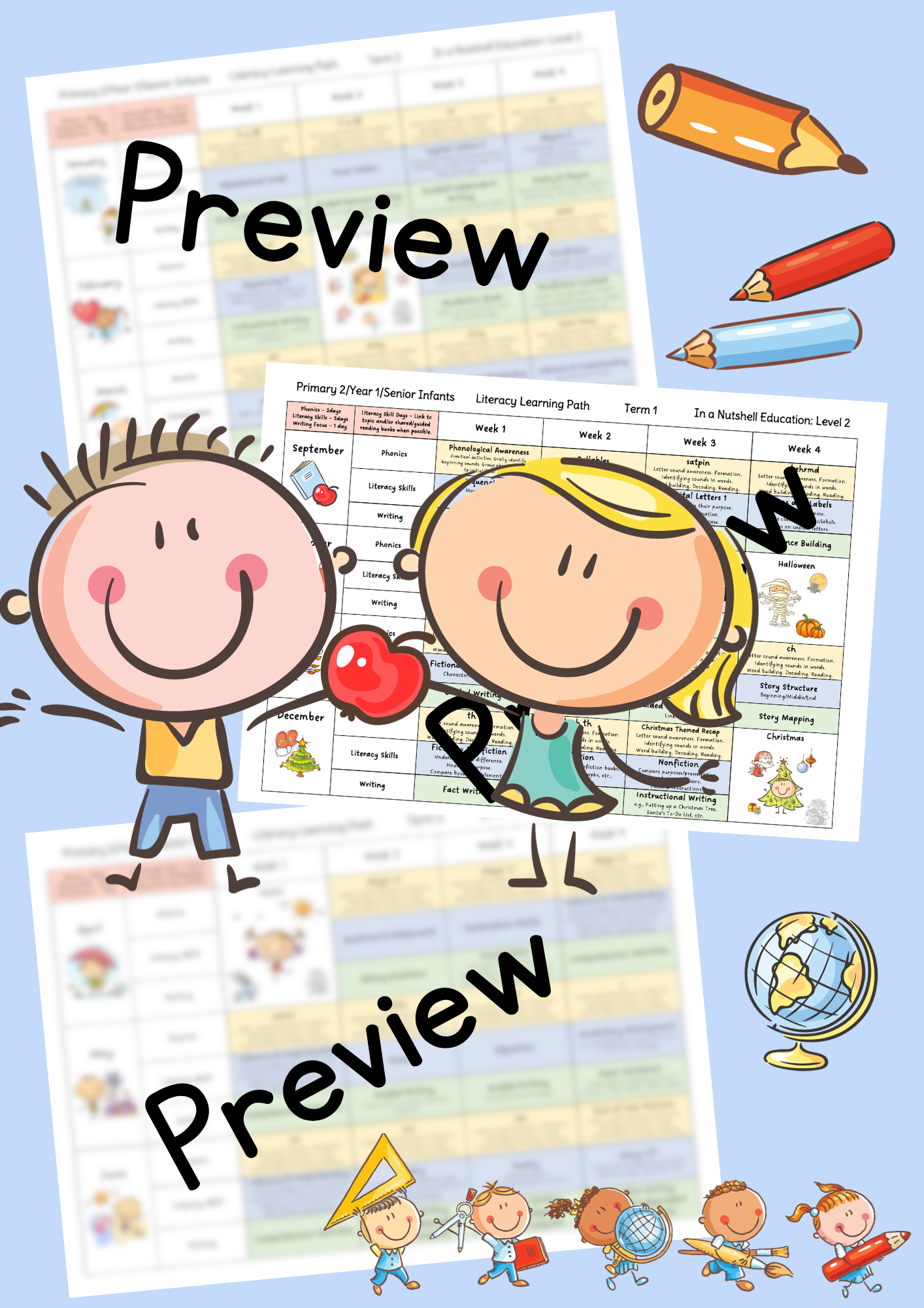 Levels 1 & 2 - Literacy Termly Planning Bundle