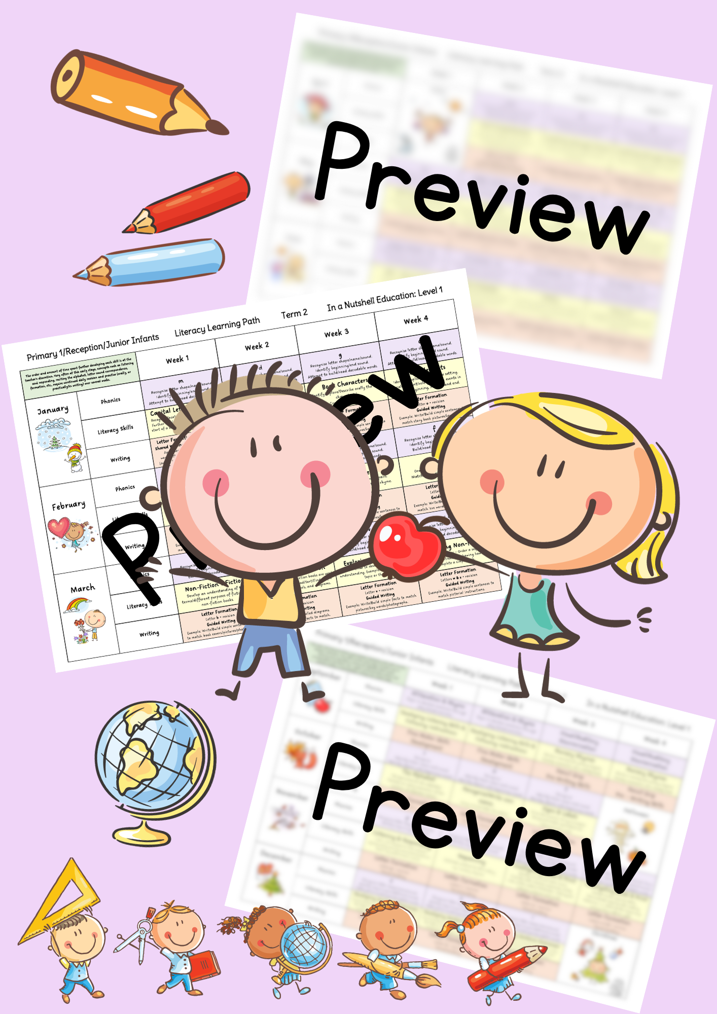 Levels 1 & 2 - Literacy Termly Planning Bundle